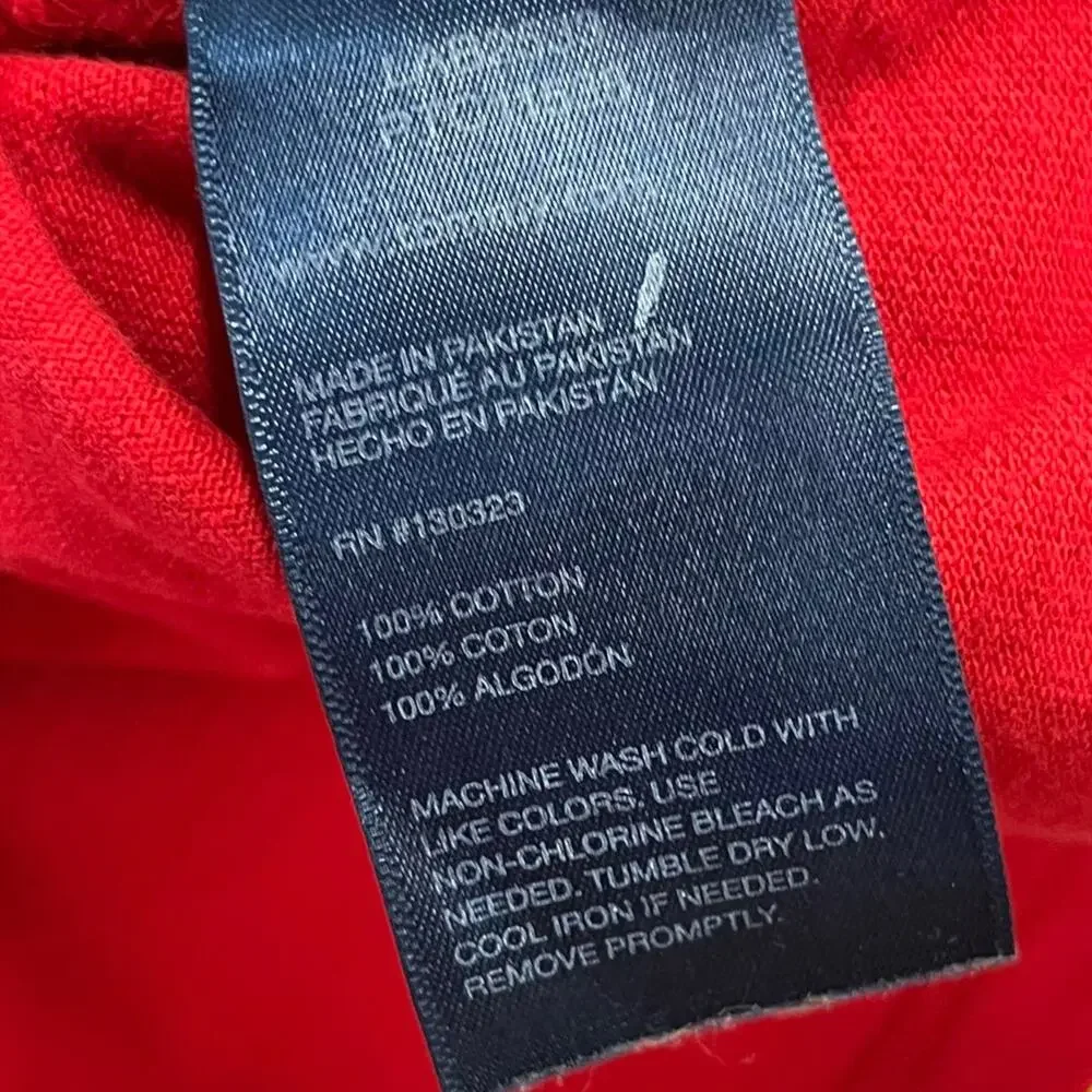 Tommy Hilfiger Polo Boys Medium 12/14 Flag Logo Red Button Up Shirt Embroidered